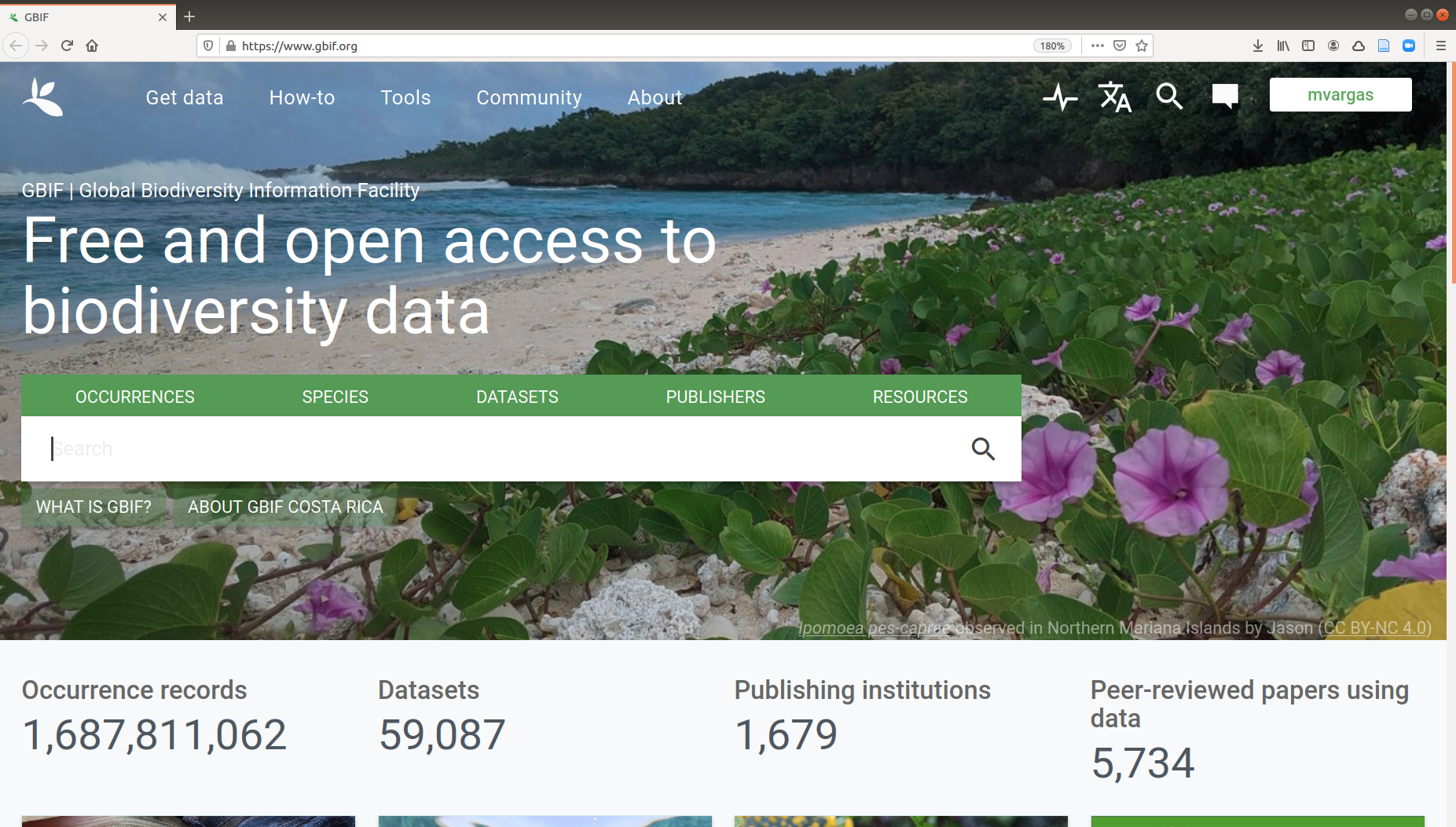 Sitio web de GBIF
